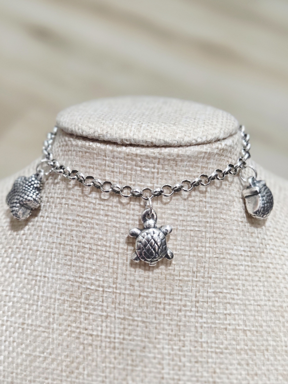 Silver Turtle/Beach Theme Charm Bracelet- Women Jewelry